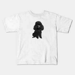 Black Ministure or Toy Poodle Kids T-Shirt